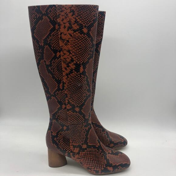 Aerosoles Womens Maxim Rust Snake Knee High Boots Brown Size 10 M - Picture 3 of 9